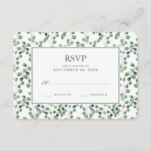 Watercolor Eucalyptus Leaf Pattern - Wedding RSVP Card