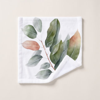 Watercolor Eucalyptus Leaves  Bath Towel Set