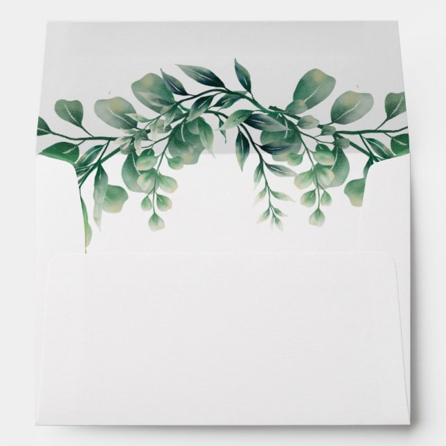 Watercolor Eucalyptus Leaves Botanical Greenery Envelope (Back (Bottom))