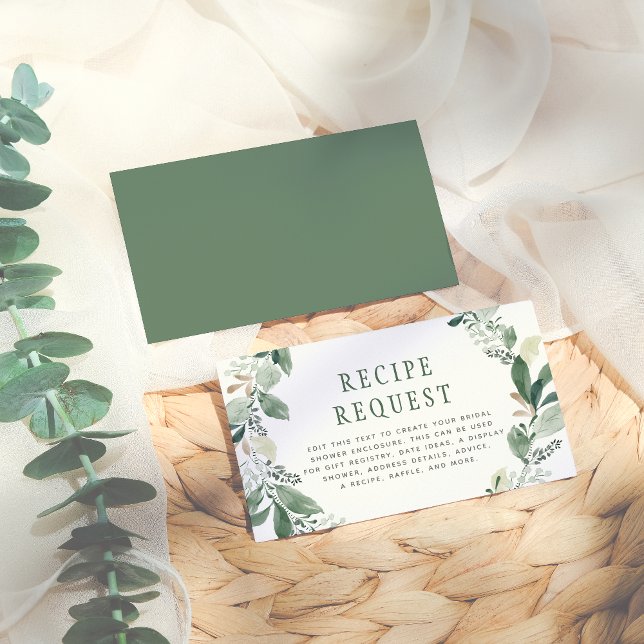 Watercolor Eucalyptus Leaves Bridal Shower Enclosure Card (Creator Uploaded)