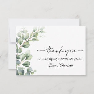 Watercolor Eucalyptus Leaves Bridal Shower Thank You Card