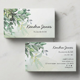 Watercolor Eucalyptus leaves Business Card