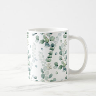 Watercolor eucalyptus leaves coffee mug