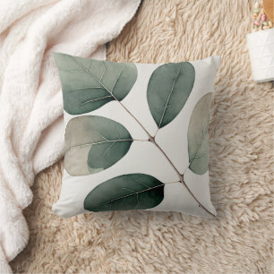 Watercolor Eucalyptus leaves Cushion