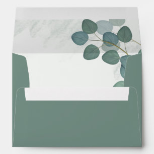Watercolor Eucalyptus Leaves Foliage Wedding  Envelope