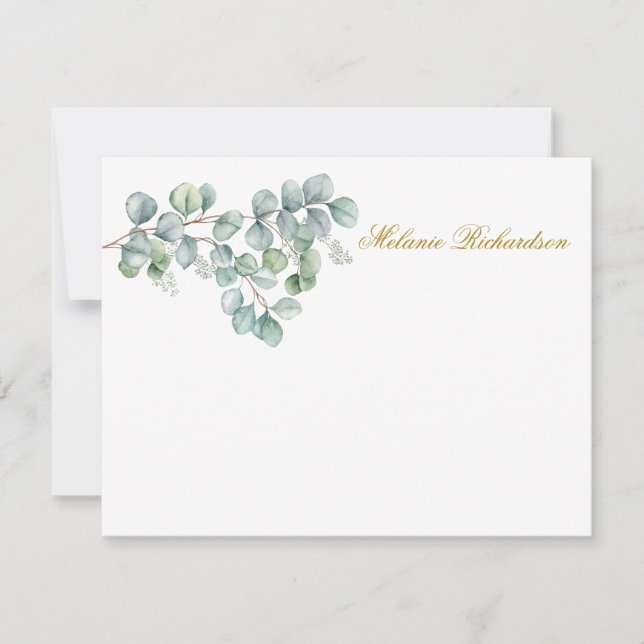 Watercolor Eucalyptus Leaves Gold - Choose Size - Card (Front)
