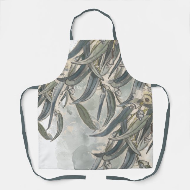 Watercolor Eucalyptus Leaves Greenery   Apron (Front)