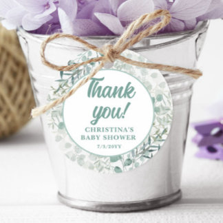 Watercolor Eucalyptus Leaves Greenery Baby Shower Favour Tags