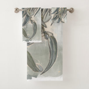 Watercolor Eucalyptus Leaves Greenery Bath Towel Set