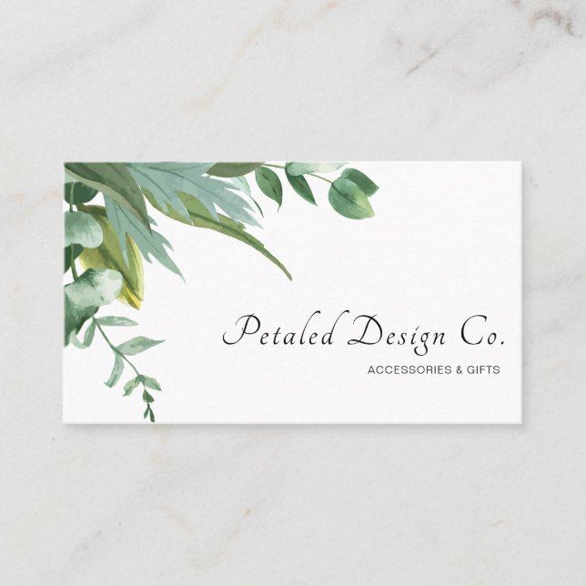 Watercolor Eucalyptus Leaves Greenery Business Card (Front)
