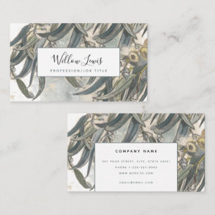 Watercolor Eucalyptus Leaves Greenery  Business Card