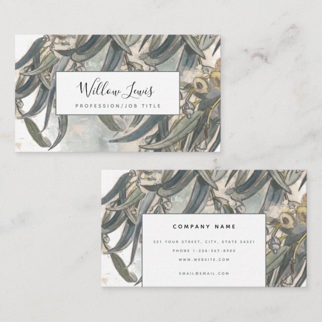 Watercolor Eucalyptus Leaves Greenery  Business Card (Front/Back)