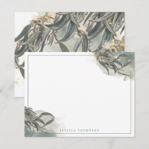 Watercolor Eucalyptus Leaves Greenery Note Card