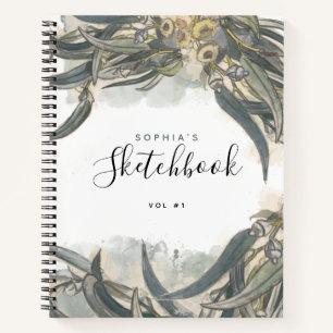Watercolor Eucalyptus Leaves Greenery Sketchbook Notebook