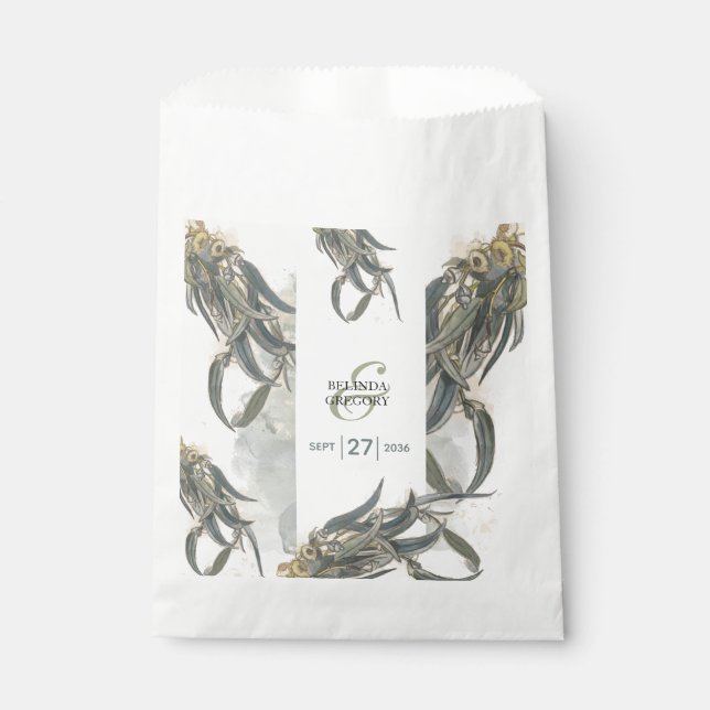Watercolor Eucalyptus Leaves Greenery Wedding  Favour Bags (Front)