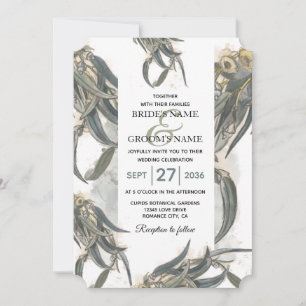 Watercolor Eucalyptus Leaves Greenery Wedding Invitation