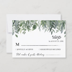 Watercolor Eucalyptus Leaves  Greenery Wedding     RSVP Card