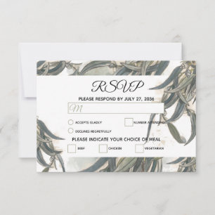 Watercolor Eucalyptus Leaves Greenery Wedding  RSVP Card