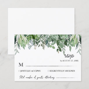 Watercolor Eucalyptus Leaves Greenery Wedding RSVP Card