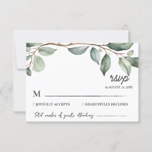 Watercolor Eucalyptus Leaves Greenery Wedding RSVP Card