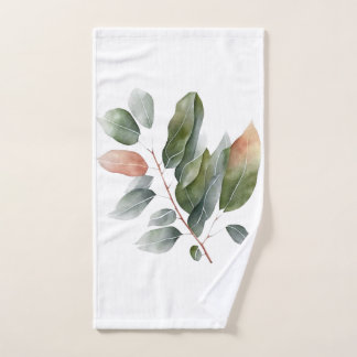 Watercolor Eucalyptus Leaves  Hand Towel