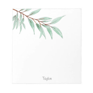 Watercolor Eucalyptus Leaves Notepad