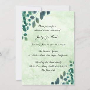 Watercolor Eucalyptus Leaves Rehearsal Dinner Invitation