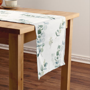 Watercolor eucalyptus leaves  short table runner