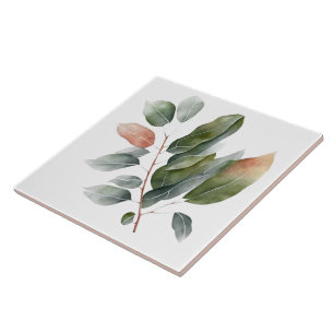 Watercolor Eucalyptus Leaves  Tile