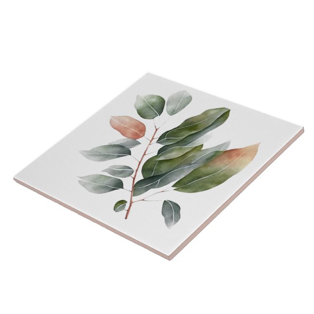 Watercolor Eucalyptus Leaves  Tile (Side)