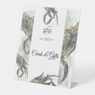 Watercolor Eucalyptus Leaves Wedding Cards Gifts Pedestal Sign