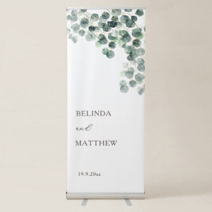 Watercolor Eucalyptus Leaves Wedding Retractable Banner
