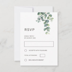 Watercolor Eucalyptus Leaves Wedding RSVP Card