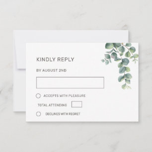 Watercolor Eucalyptus Leaves Wedding RSVP Card