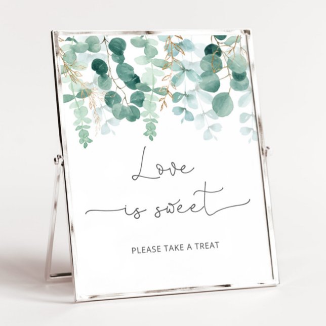 Watercolor eucalyptus Love is sweet Poster (Creator Uploaded)