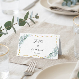 Watercolor Eucalyptus Meal Choice Wedding Table Place Card