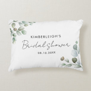 Watercolor Eucalyptus Modern Bridal Shower Decorative Cushion