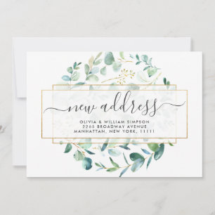 Watercolor Eucalyptus Moving Announcement Card