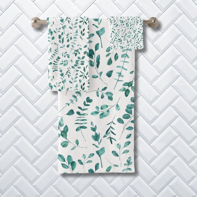 Watercolor Eucalyptus Pattern  Bath Towel Set (Creator Uploaded)