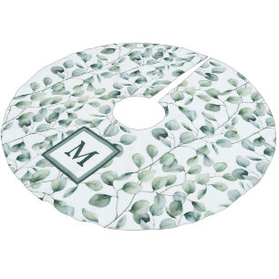 Watercolor Eucalyptus Pattern Brushed Polyester Tree Skirt