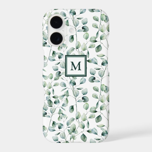 Watercolor Eucalyptus Pattern iPhone Case (Back)