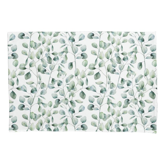 Watercolor Eucalyptus Pattern Pillowcase (Front)