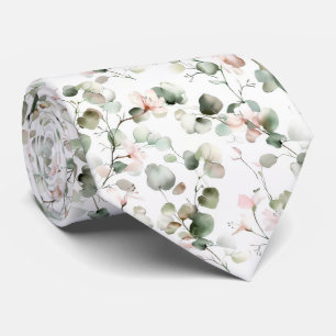 Watercolor Eucalyptus Pattern Tie