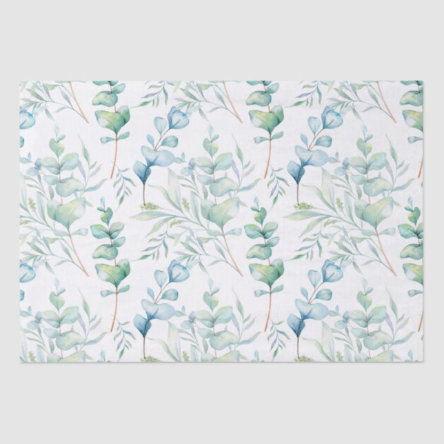 Watercolor Eucalyptus Pattern Tissue Paper (Front)