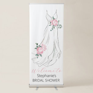Watercolor Eucalyptus Peonies Dress Bridal Shower  Retractable Banner