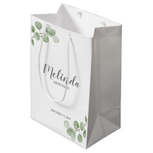 Watercolor Eucalyptus Personalised Bridesmaid Name Medium Gift Bag