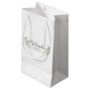Watercolor Eucalyptus Personalised Bridesmaid Name Small Gift Bag