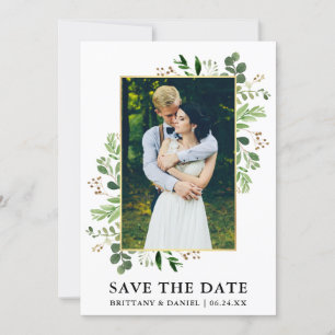 Watercolor Eucalyptus Photo Save The Date Card