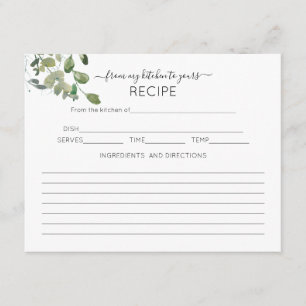 Watercolor Eucalyptus Recipe Card