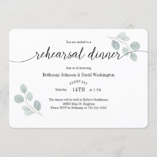 Watercolor Eucalyptus Rehearsal Dinner Invitation